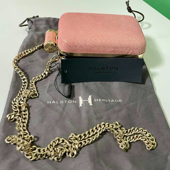 New with Tags - Authentic Halston Heritage Suede Embossed Cellphone Minaudiere - Picture 1 of 5